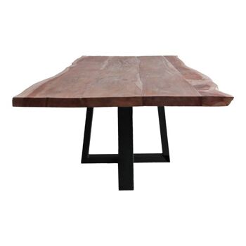 Table tronc d'arbre Bois d'acacia 200x100cm avec pied croisé en U 240x100cm 437 2