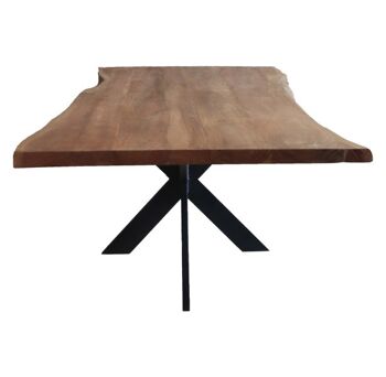 Table tronc d'arbre Acacia marron 200x100cm avec patte d'araignée étroite 220x100cm 441 2