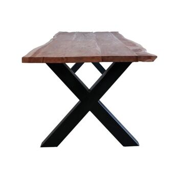 Table tronc d'arbre Acacia 200x100 avec pied en X 240x100cm X 452 2