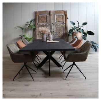 Table Tronc d'Arbre Chêne Noir 200x100cm avec Pied Araignée Étroit 180x90cm 578 3