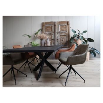 Table Tronc d'Arbre Chêne Noir 200x100cm avec Pied Araignée Étroit 180x90cm 578 4