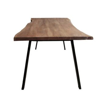 Table tronc d'arbre Acacia marron 200x100cm avec pied trapèze étroit 220x100cm 611 2