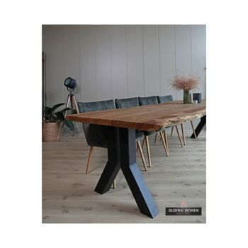 Table tronc d'arbre Acacia marron 200x100cm avec pied fendu 240x100cm 615 3