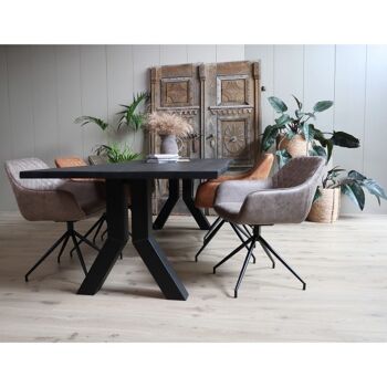 Table tronc d'arbre Acacia Noir 200x100cm avec pied en U étroit 300x100cm 648 3