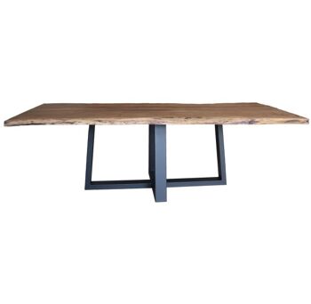 Table tronc d'arbre Chêne Noir 200x100cm avec pied U Cross 180x90cm 659 1