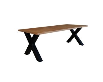 Table tronc d'arbre Acacia marron 200x100cm avec pied en V 200x100cm 669 1