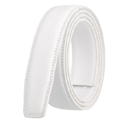 Belt, White leather strap, for automatic buckle