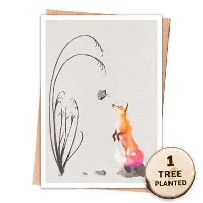 Recycled Card & Bee Friendly Flower Seed Plantable Gift. Fox Wrapped