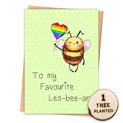 Funny Lesbian LGBT Card. Eco Friendly Seed Gift. Les bee an Wrapped