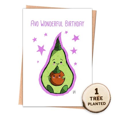 Recycled Eco Card & Bee Friendly Seed Gift. Birthday Avocado Wrapped