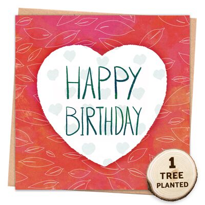 Eco Card & Bee Friendly Plantable Gift. Happy Birthday Heart Wrapped