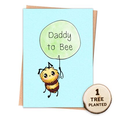 Tarjeta Eco Friendly Embarazo Nuevo Papá. Regalo de semillas. Papá a abeja envuelto