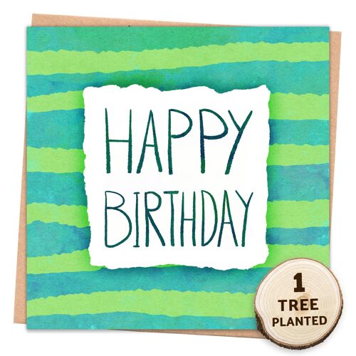 Eco Tree Card & Bee Friendly Flower Seed. Birthday Stripes Wrapped