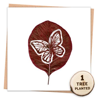 Zero Waste Card. Tree, Bee Eco Friendly Seed Gift. Butterfly Wrapped