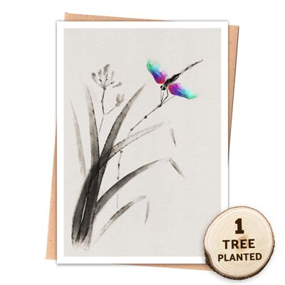 Eco Friendly Dragonfly Card & Bee Seed Gift. Gentle Dragon Wrapped