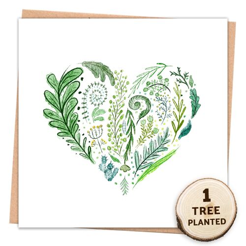 Recycled Eco Tree Card & Bee Friendly Seed Gift. Green Heart Wrapped