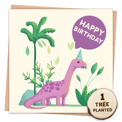 Carta ecologica e regalo di semi d'ape. Buon compleanno dinosauro avvolto