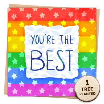 Eco Tree Card & Plantable Bee Friendly Seed. Rainbow Stars Wrapped