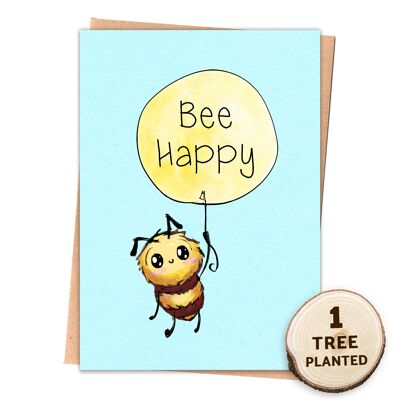 Recycled Card & Eco Friendly Plantable Seed Gift. Bee Happy Wrapped