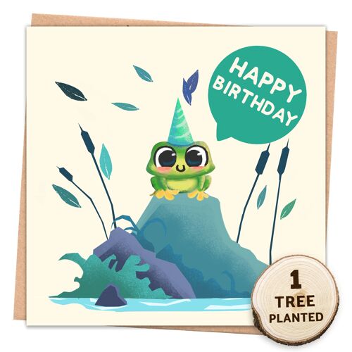 Eco Friendly Card, Bee Flower Seed Gift. Happy Birthday Frog Wrapped