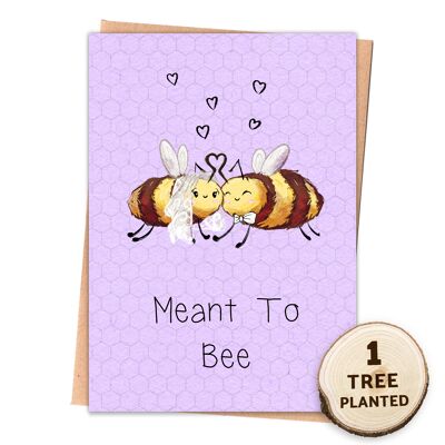 Eco Friendly Tree Wedding Card, Seed Gift. Veil & Bowtie Bee Wrapped
