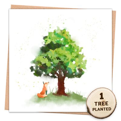 Eco Wildlife Nature Card. Tree & Bee Friendly Seed Gift. Fox Wrapped