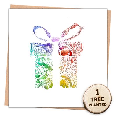 Eco Tree Card & bienenfreundlicher Pflanzsamen. Regenbogen-Geschenk verpackt