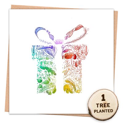 Eco Tree Card & Bee Friendly Plantable Seed. Rainbow Gift Wrapped