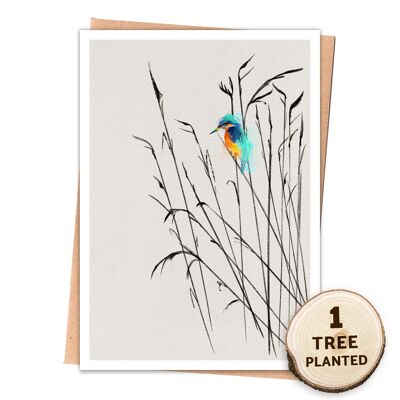 Carta della fauna selvatica con semi di fiori. Regalo ecologico: il piccolo re avvolto