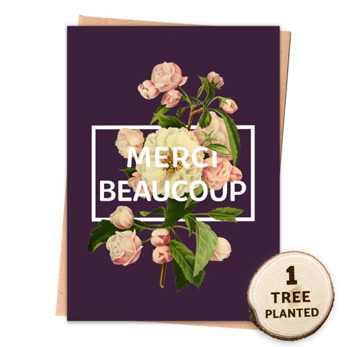 Eco Friendly Thank You Card. Tree, Seed Gift. Merci Beaucoup Wrapped