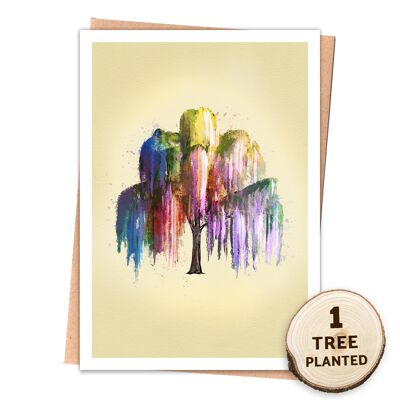 Eco Tree Planted Card & Plantable Seed Gift. Rainbow Willow Wrapped