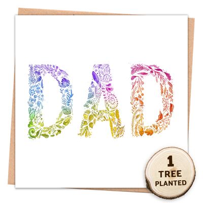 Eco Card + Regalo di semi piantabili. Festa del papà. Papà arcobaleno avvolto