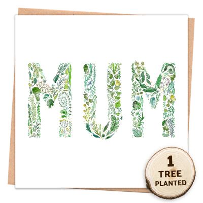 Regalo de semilla de flor de tarjeta ecológica. Día de la Madre. mamá verde envuelta