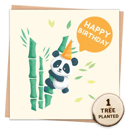 Eco Friendly Card + Flower Seeded Gift. Happy Birthday Panda Wrapped