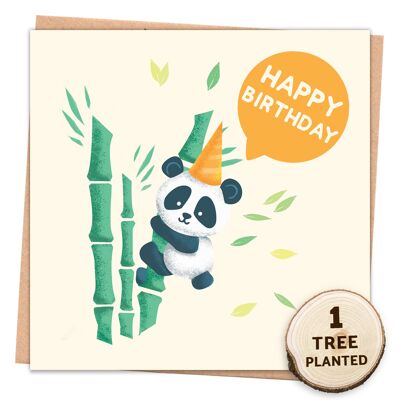 Umweltfreundliche Karte + Geschenk mit Blumensamen. Alles Gute zum Geburtstag Panda verpackt