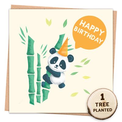 Carte écologique + cadeau de graines de fleurs. Joyeux anniversaire Panda enveloppé