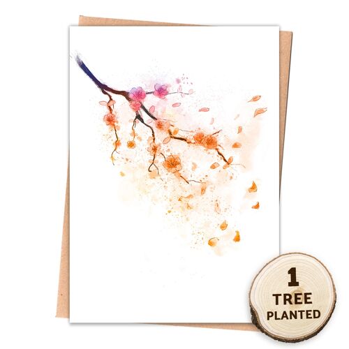 Zero Waste Card & Plantable Flower Seed Gift. Sunset Blossom Wrapped