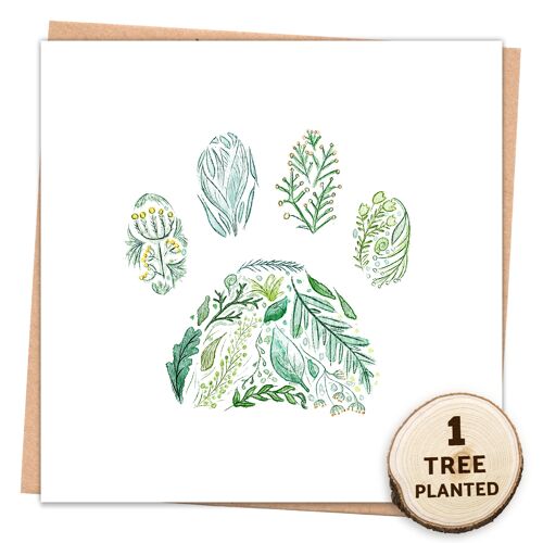 Eco Tree Card & Plantable Seed Gift. Dog Cat Pet. Green Paw Wrapped