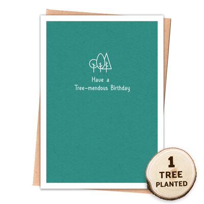Zero Waste Eco-Karte, Blumensamen-Geschenk. Tree-mendous Geburtstag verpackt