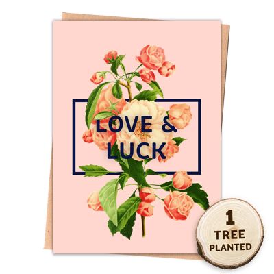 Tarjeta ecológica. Las semillas de flores hacen un buen regalo. Amor y suerte envueltos