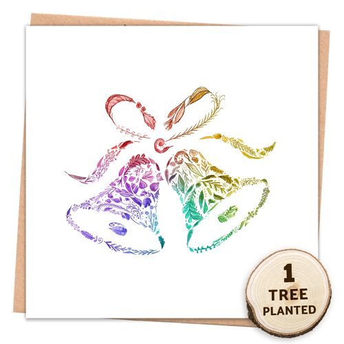 Eco Friendly Wedding Card & Flower Seed Gift - Rainbow Bells Wrapped