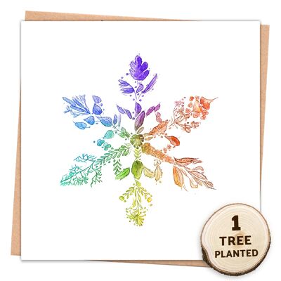 Eco Friendly Christmas Card & Seed Gift. Rainbow Snowflake Wrapped