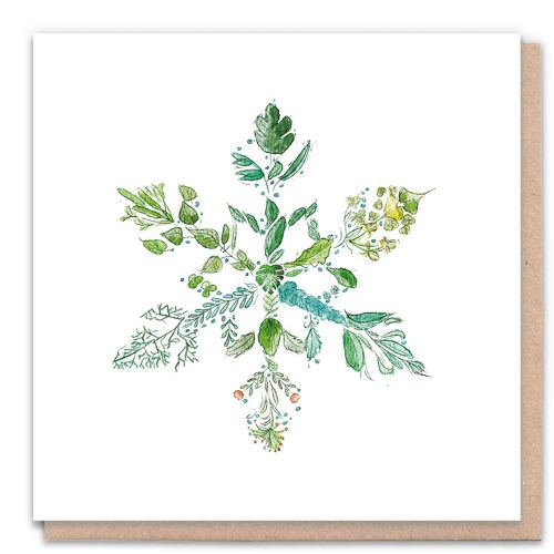 Eco Christmas Card & Zero Waste Seed Gift. Green Snowflake Wrapped