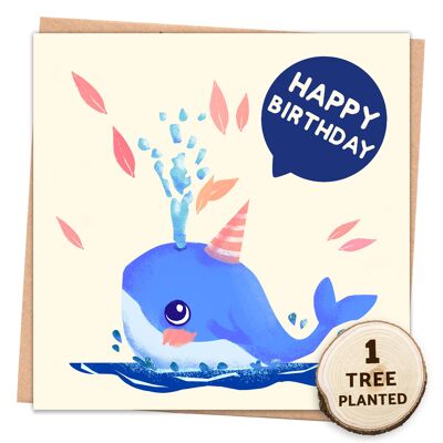 Eco Friendly Card. Plantable Seed Gift. Happy Birthday Whale Wrapped