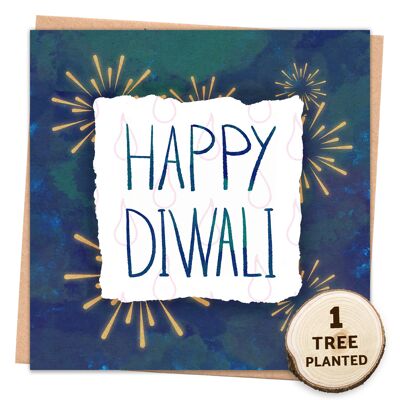 Umweltfreundliche Divali-Karte und Blumensamen-Geschenk. Glückliches Diwali verpackt