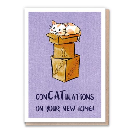 Moving Home Eco Friendly Cat Card. Tree & Seed Gift. New Box Wrapped