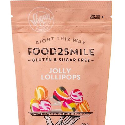 Lutscher zuckerfrei, vegan und glutenfrei | Jolly Lollipops 8x7 Stück/56 Gramm