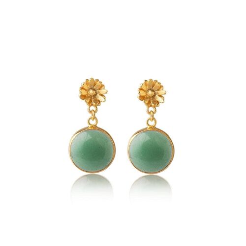 Agape Earrings Aventurine 925 Gold Plated