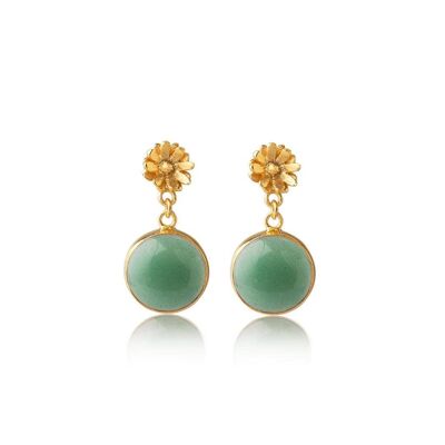 Boucles d'Oreilles Agape Aventurine Plaqué Or 925