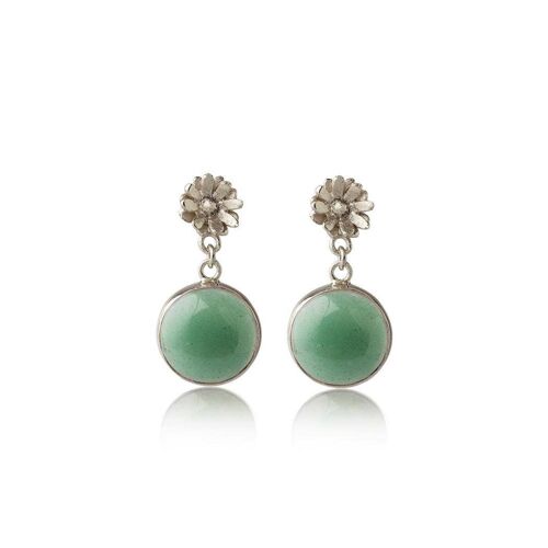 Agape Earrings Aventurine Silver Plated